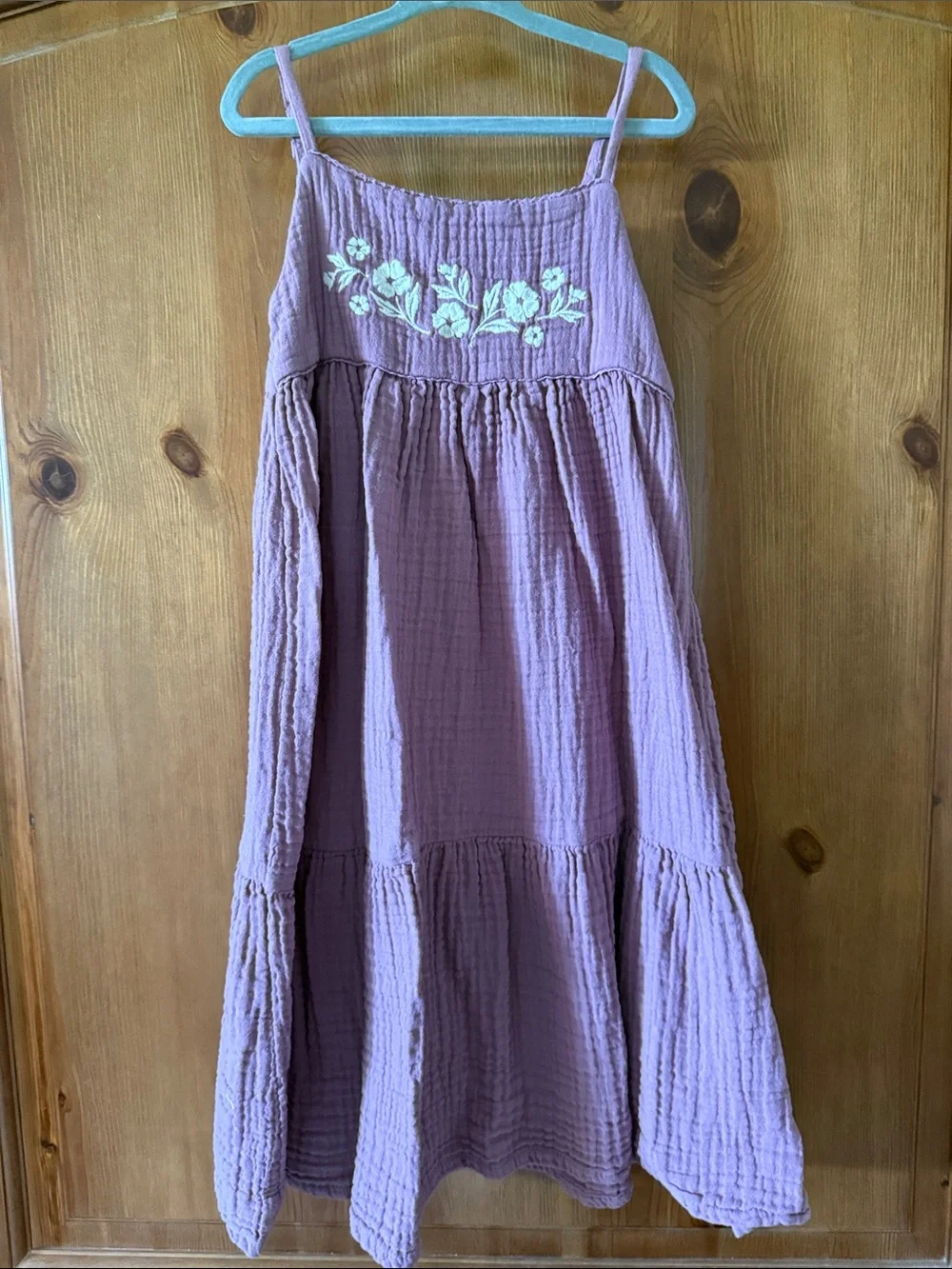 H&M Mauve Maxi Skirt with White Floral Embroidery